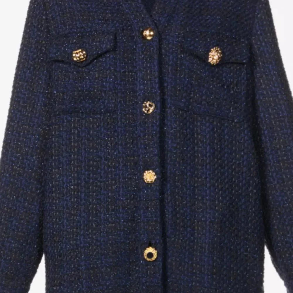 NWT Pinko Valerie stretch-knit cardigan navy blue/black with gold buttons size M - Picture 1 of 12